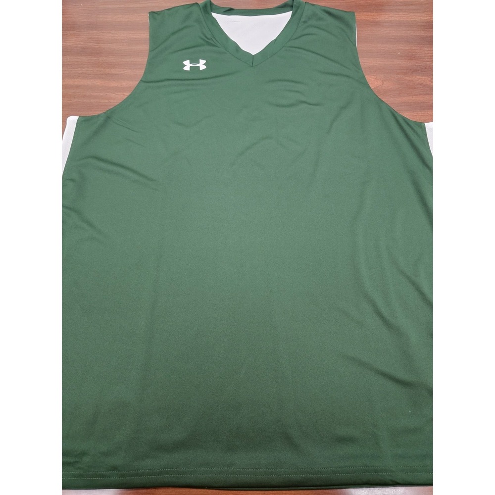 Under Armour Mens XXL Green Sleeveless Athletic Shirt HeatGear Loose Fit Workout